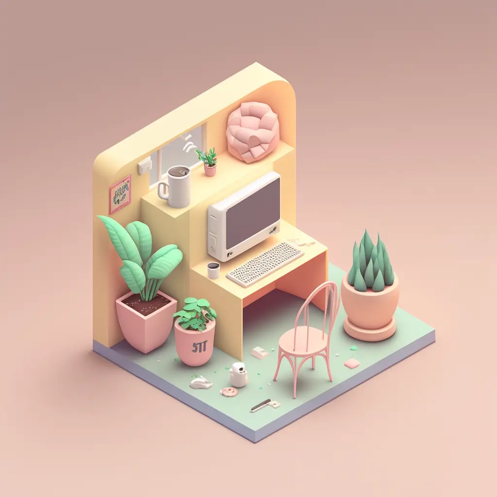 Tiny cute isometric outside of office emoji, soft lighting, soft pastel colors, 3d icon clay render, blender 3d, pastel background, physically vased rendering
